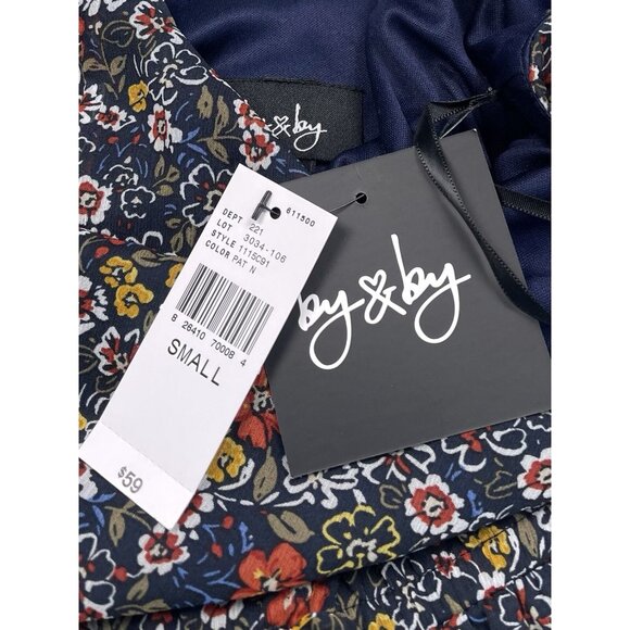 by&by Womens Juniors SMALL Navy Floral Flutter Sleeve Chiffon DRESS NWT NEW - Picture 8 of 10